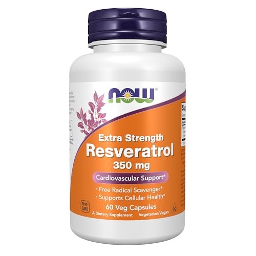 NOW Foods Extra Starkes Resveratrol 350 mg – Natürliches Trans-Resveratrol aus 700 mg Japanischem Staudenknöterich-Extrakt, 60 vegane Kapseln