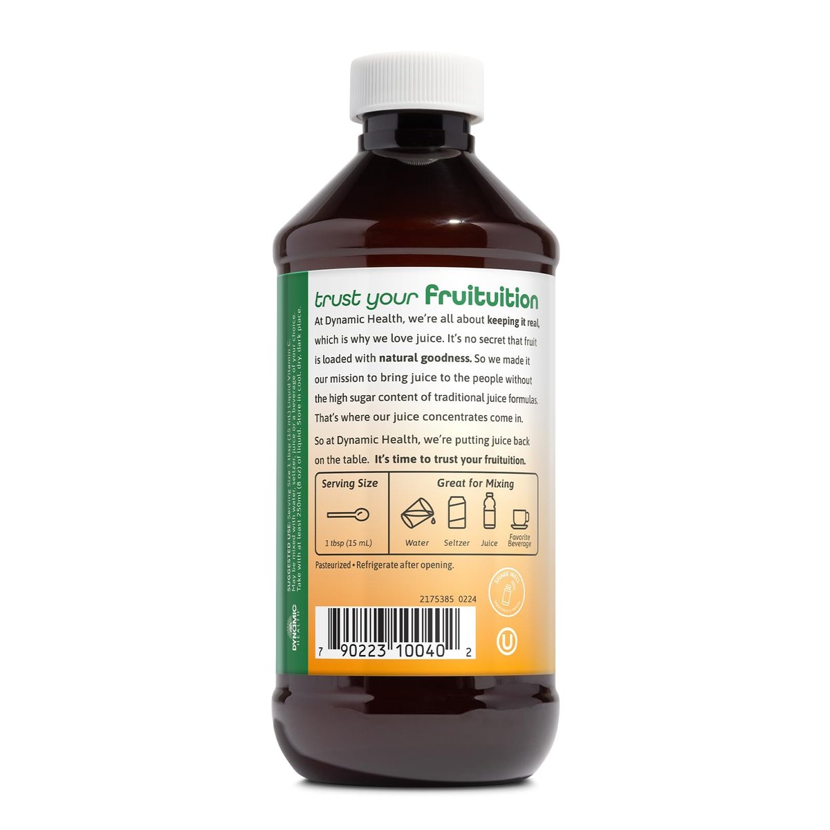 Dynamic Health Flüssiges Vitamin C mit natürlichem Zitrusgeschmack - 1000 mg pro Portion, Nahrungsergänzungsmittel für Männer und Frauen, mit Bioflavonoiden & Hagebutte, vegetarisch & glutenfrei - 240 ml