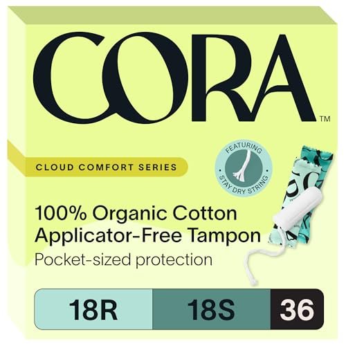 Cora Bio-Baumwoll-Tampons ohne Applikator Multipack (18 Regular, 18 Super)