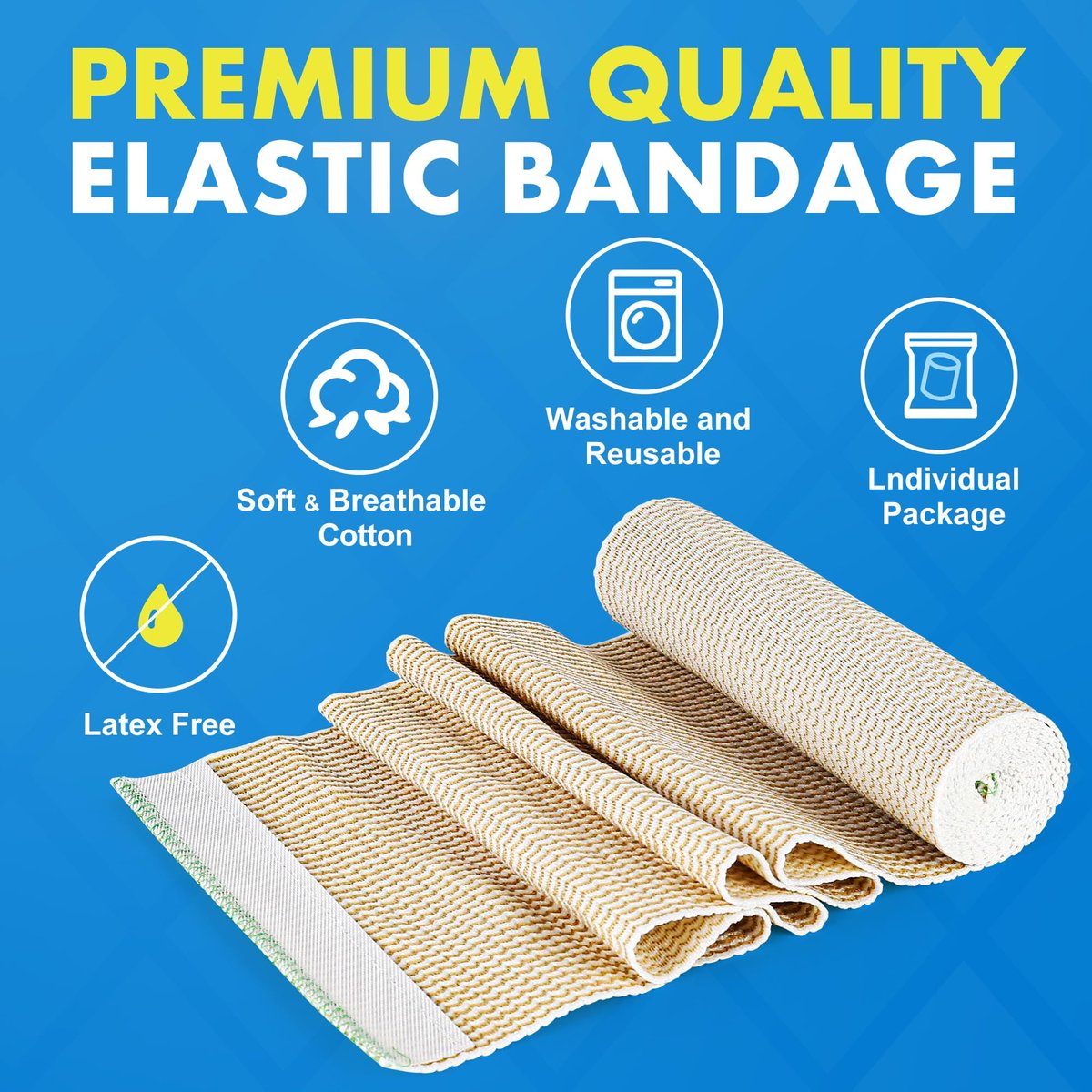 LotFancy Elastische Binden 4er-Pack, 4 Zoll Baumwoll-Kompressionsbinde, Selbsthaftend an beiden Enden, Medizinische Wickel für Knöchel, Knie, Beine, Fuß, Handgelenke, Unterstützung & Erste Hilfe bei Verletzungen, Sport