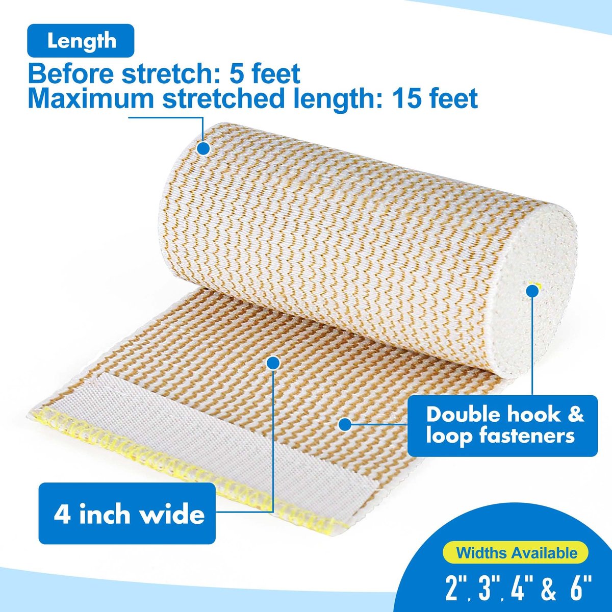 LotFancy Elastische Binden 4er-Pack, 4 Zoll Baumwoll-Kompressionsbinde, Selbsthaftend an beiden Enden, Medizinische Wickel für Knöchel, Knie, Beine, Fuß, Handgelenke, Unterstützung & Erste Hilfe bei Verletzungen, Sport