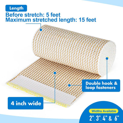 LotFancy Elastische Binden 4er-Pack, 4 Zoll Baumwoll-Kompressionsbinde, Selbsthaftend an beiden Enden, Medizinische Wickel für Knöchel, Knie, Beine, Fuß, Handgelenke, Unterstützung & Erste Hilfe bei Verletzungen, Sport