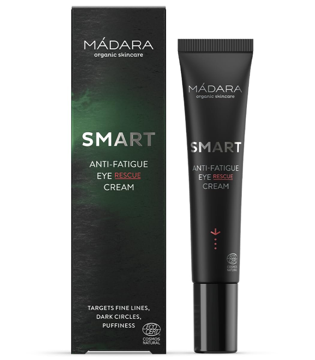 Madara Organic Skincare SMART Anti-Fatigue Eye Rescue Cream – 15 ml – mit intelligentem Antioxidantienkomplex, natürlichem Aescin und Koffein – 100% natürlichen Ursprungs – vegan – Ecocert zertifiziert