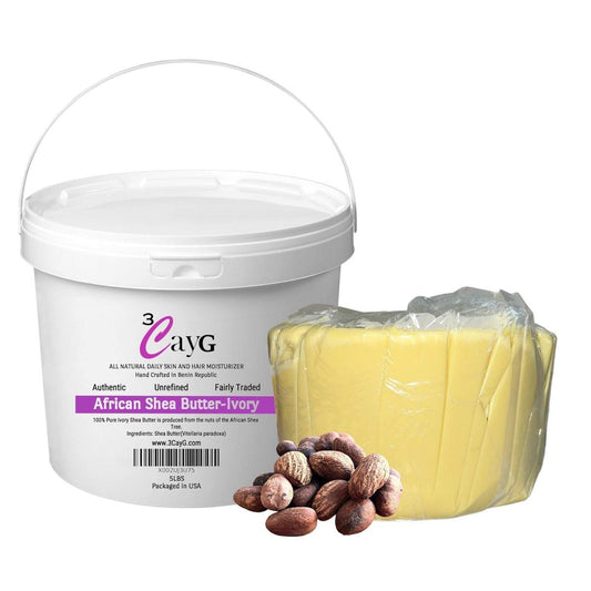 3CAYG Bio Roh-Ivory Shea Butter 5LB Eimer – Rein, Fertig zu Verwenden, Roh-Afrikanische Shea Butter – Ideal für Körperbutter, Seifenherstellung, Haarpflege, Hautpflege, DIY-Schönheitsprodukte (2,26 kg)