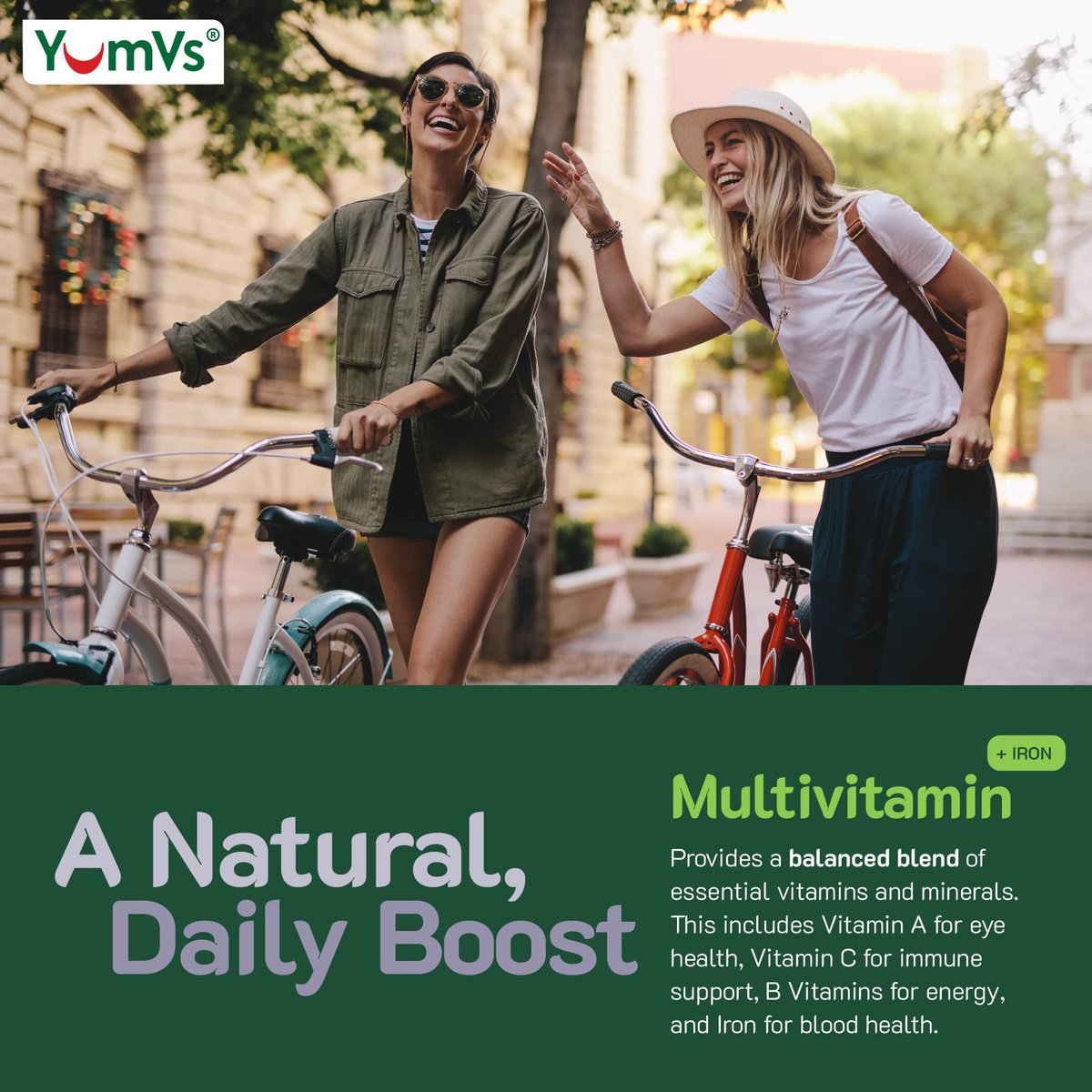 YUM-V'S Eisen-Gummibärchen - Multivitamin-Ergänzung mit Eisen, Vitamin C, A, B & Zink, unterstützt den Sauerstofftransport im Blut, vegane Nahrungsergänzung für Frauen, Männer & Kinder für Wachstum und Entwicklung - Traubengeschmack | 60 Stück