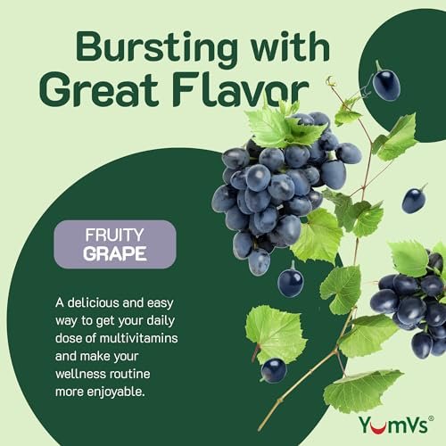 YUM-V'S Eisen-Gummibärchen - Multivitamin-Ergänzung mit Eisen, Vitamin C, A, B & Zink, unterstützt den Sauerstofftransport im Blut, vegane Nahrungsergänzung für Frauen, Männer & Kinder für Wachstum und Entwicklung - Traubengeschmack | 60 Stück