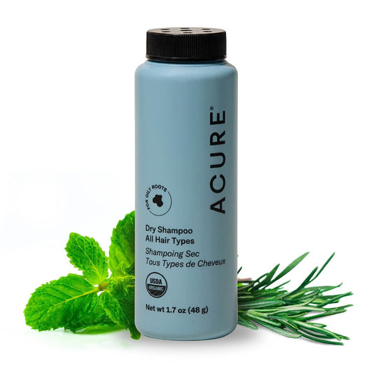 Acure Trockenshampoo Mini-Pulver – Für blondes & dunkles Haar mit Rosmarin & Pfefferminze, 1,7 oz Reisegröße