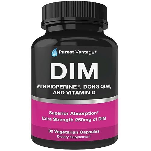 Purest vantage Pure DIM Supplement 250mg mit Diindolylmethan, BioPerin und Dong Quai – Hormonbalance für Frauen und Männer, Wechseljahre & Östrogenunterstützung – 90 vegane Kapseln