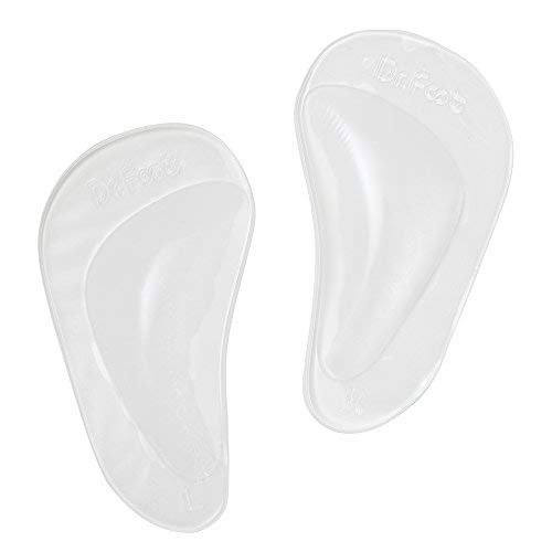Dr. Foot's Fußgewölbe-Stützeinlagen für Plattfüße, Gel-Fußgewölbe-Einlagen gegen Plantarfasziitis, selbstklebende Fußgewölbepolster zur Druckentlastung und Schmerzlinderung (Transparent - 2 Paar, 2er-Pack)