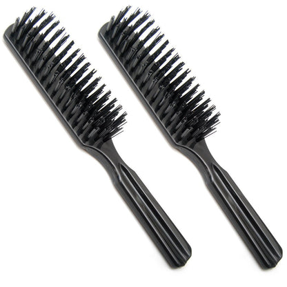 LUXXII (2er-Pack) 7,5 Zoll Taschenbürste mit Kunststoffgriff und Nylonborsten – Haarbürste für alle Haartypen (Schwarz)