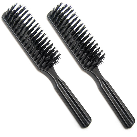 LUXXII (2er-Pack) 7,5 Zoll Taschenbürste mit Kunststoffgriff und Nylonborsten – Haarbürste für alle Haartypen (Schwarz)