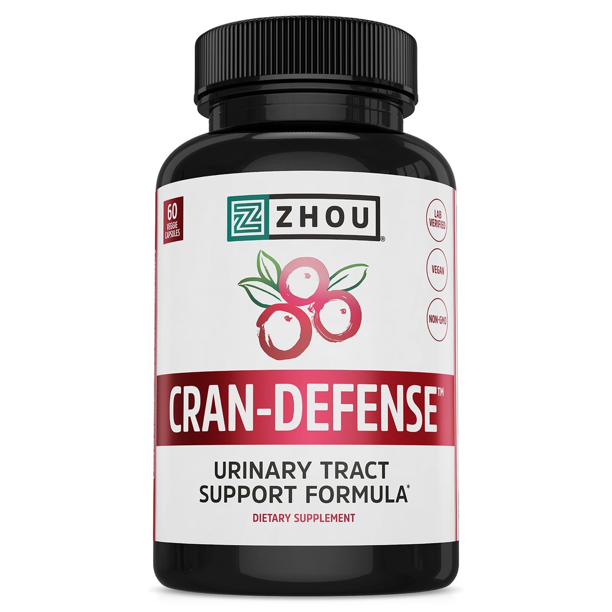 Zhou Cran-Defense – Cranberry Kapseln für Frauen & Männer, D-Mannose mit Cranberry Extrakt, 1000 mg D-Mannose pro Kapsel für die Gesundheit der Harnwege, Antioxidans-Unterstützung – 60 vegane Kapseln