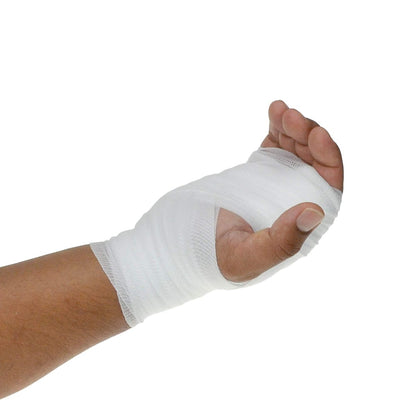 Dealmed 3 Zoll Nicht-Sterile Konformierende Dehnbare Mullbinden, 4,1 Yards Latexfreie Verbandswicklung, Medizinische Nicht-Haftende Wundversorgungsnetzverbände (Schachtel mit 12 Rollen)