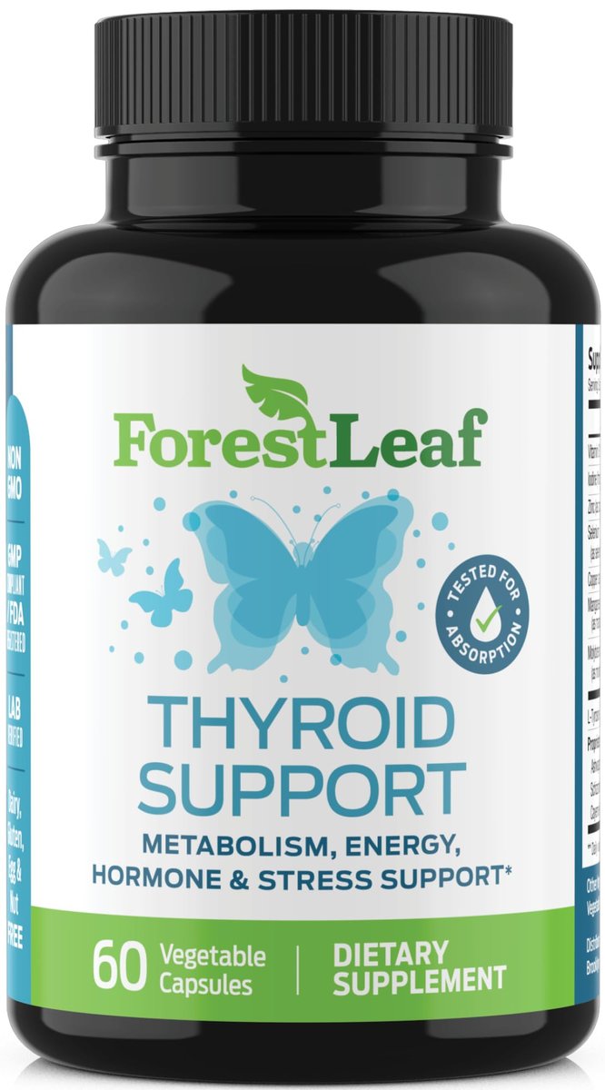 Schilddrüsenunterstützung für Frauen und Männer mit Jod - Energie, Fokus & Kraft - Natürlicher Kräuter-Mineral-Vitaminkomplex mit B12, Zink, Selen, Ashwagandha - 60 vegane Kapseln