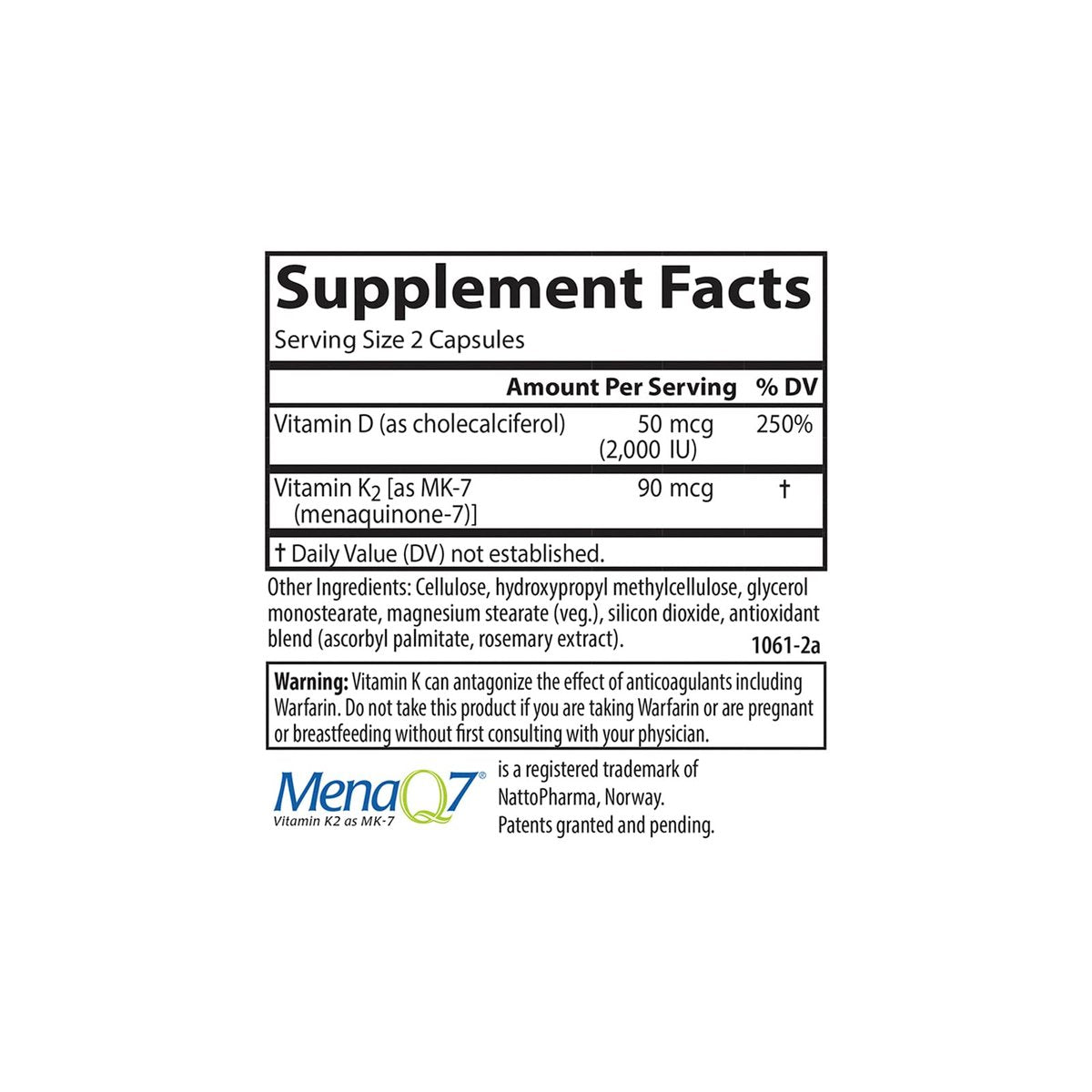 Carlson Vitamin D3 + K2 Kapseln – 50 mcg (2000 IE) Vitamin D3 & 90 mcg Vitamin K2 als MK7, Knochenunterstützung, Kalziumaufnahme, 60 Kapseln