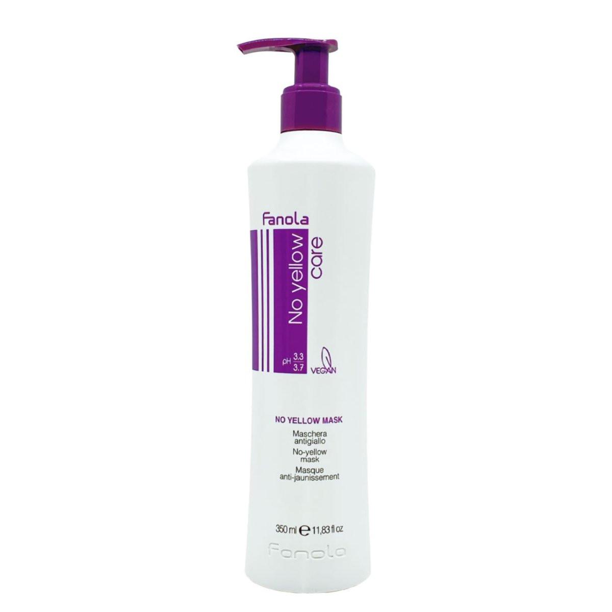 Fanola No Yellow Purple Haarmaske - Saure pH-Tiefenpflege für blondes, gebleichtes & graues Haar - Intensive violette Pigmente neutralisieren Gelbstich (350 ml)