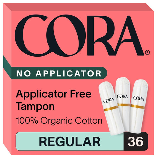 Cora Bio-Baumwoll-Tampons ohne Applikator (36 Stück, reguläre Größe)