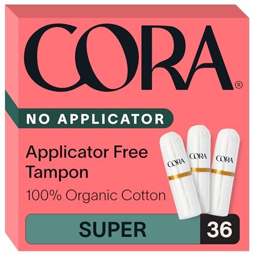 Cora Bio-Baumwoll-Tampons ohne Applikator (36 Super Tampons ohne Applikator)