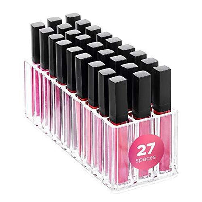 FAJ Acryl-Aufbewahrung für Lidschatten-Paletten und Lipgloss, Make-up-Organizer für die Schminkkommode, 27 Fächer, transparent
