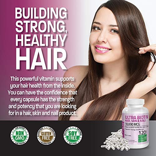 Bronson Ultra Biotin 10.000 mcg – Haar, Haut & Nägel Nahrungsergänzung, Nicht-GVO, 120 Kapseln