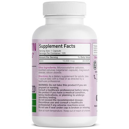 Bronson Ultra Biotin 10.000 mcg – Haar, Haut & Nägel Nahrungsergänzung, Nicht-GVO, 120 Kapseln