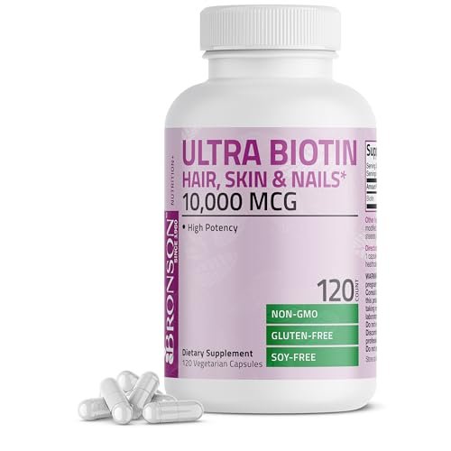 Bronson Ultra Biotin 10.000 mcg – Haar, Haut & Nägel Nahrungsergänzung, Nicht-GVO, 120 Kapseln
