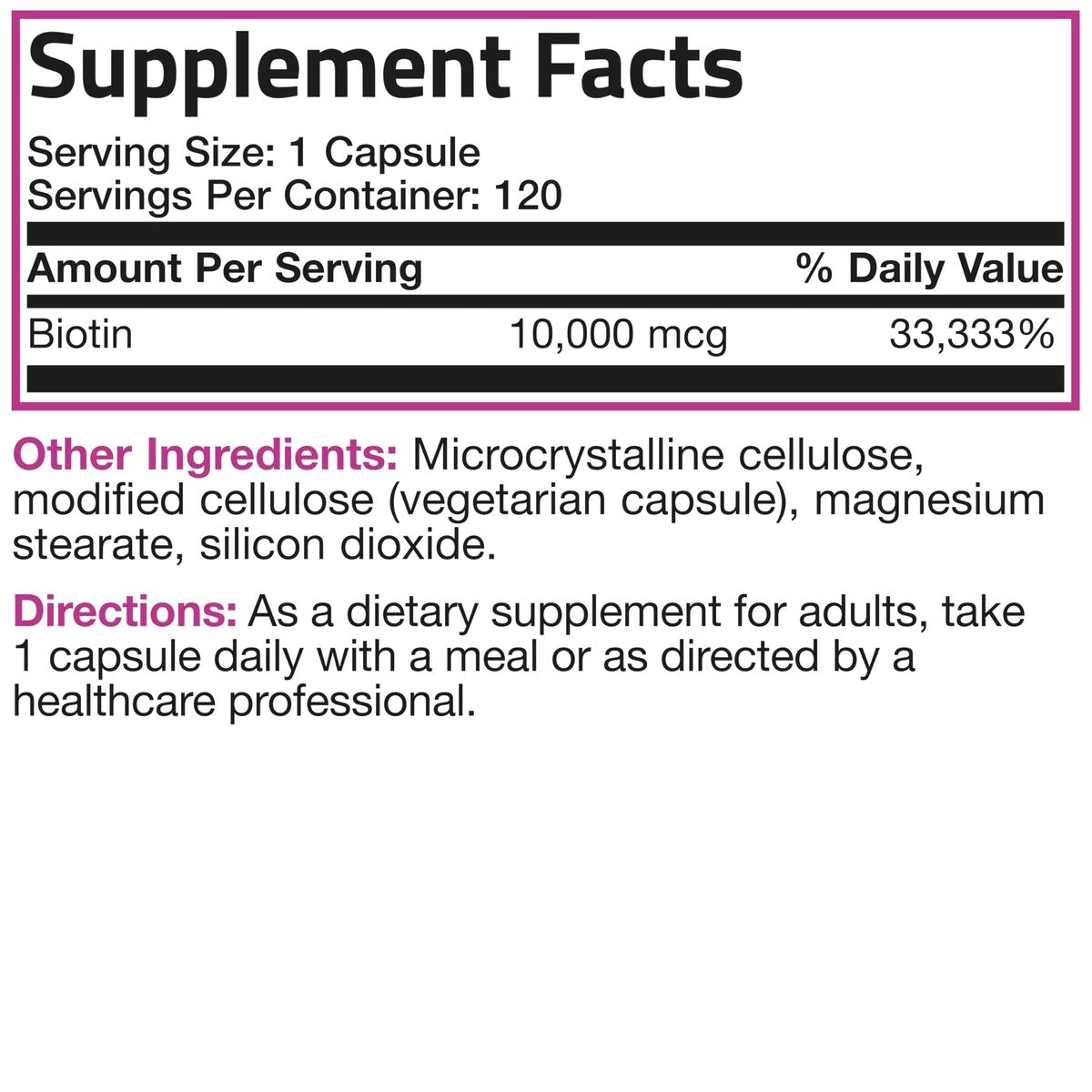 Bronson Ultra Biotin 10.000 mcg – Haar, Haut & Nägel Nahrungsergänzung, Nicht-GVO, 120 Kapseln