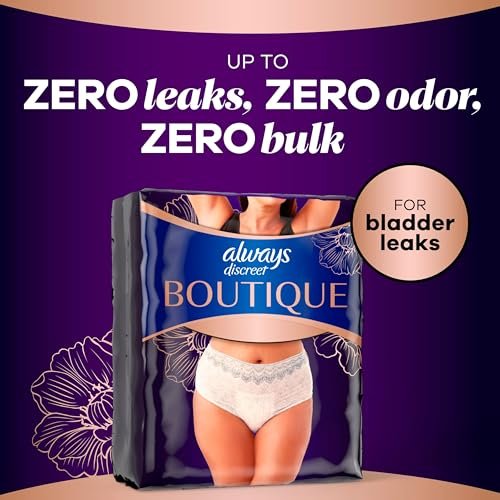 Always Discreet Boutique Inkontinenz- und Wochenbettunterwäsche für Damen, Maximaler Schutz, Klein/Mittel, Rosy, 12 Stück