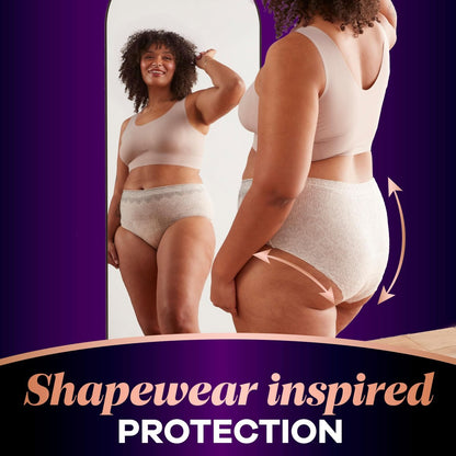 Always Discreet Boutique Inkontinenz- und Wochenbettunterwäsche für Damen, Maximaler Schutz, Klein/Mittel, Rosy, 12 Stück