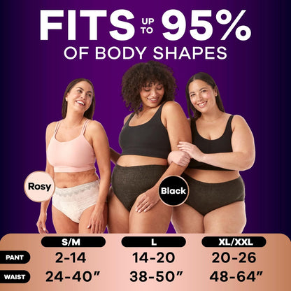 Always Discreet Boutique Inkontinenz- und Wochenbettunterwäsche für Damen, Maximaler Schutz, Klein/Mittel, Rosy, 12 Stück