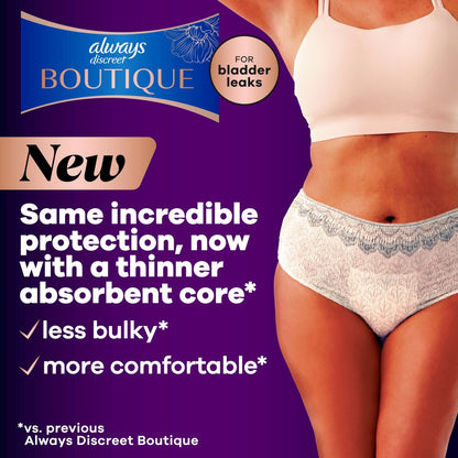 Always Discreet Boutique Inkontinenz- und Wochenbettunterwäsche für Damen, Maximaler Schutz, Klein/Mittel, Rosy, 12 Stück