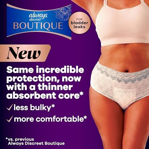 Always Discreet Boutique Inkontinenz- und Wochenbettunterwäsche für Damen, Maximaler Schutz, Klein/Mittel, Rosy, 12 Stück