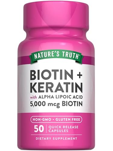 Nature's Truth Biotin 5000 mcg mit Keratin und Alpha-Liponsäure | 50 Kapseln | Nicht-GVO & Glutenfrei