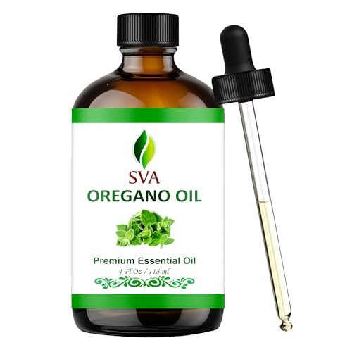SVA Oregano Öl – 118 ml – 100% natürliches Oregano-Öl für Diffuser, Haarpflege, Gesicht, Hautpflege, Aromatherapie, Kopfhaut- und Körpermassage, Seifen- und Kerzenherstellung – mit Pipette