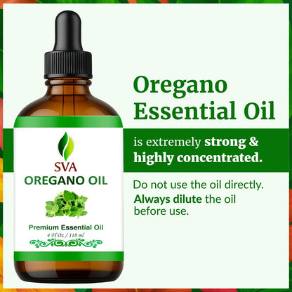 SVA Oregano Öl – 118 ml – 100% natürliches Oregano-Öl für Diffuser, Haarpflege, Gesicht, Hautpflege, Aromatherapie, Kopfhaut- und Körpermassage, Seifen- und Kerzenherstellung – mit Pipette