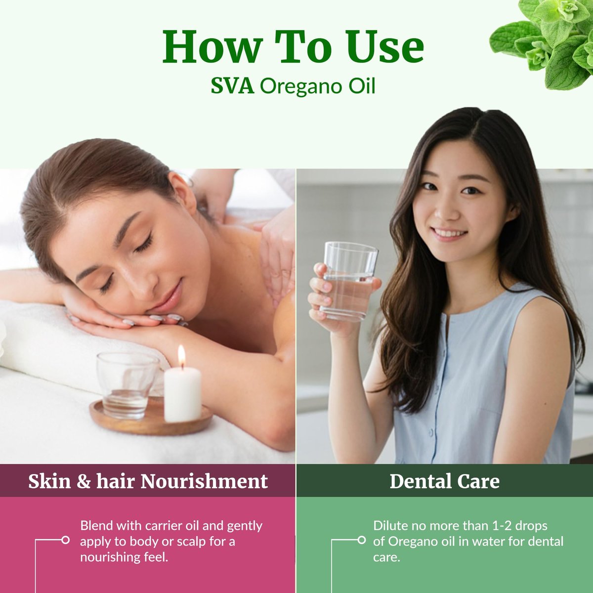 SVA Oregano Öl – 118 ml – 100% natürliches Oregano-Öl für Diffuser, Haarpflege, Gesicht, Hautpflege, Aromatherapie, Kopfhaut- und Körpermassage, Seifen- und Kerzenherstellung – mit Pipette