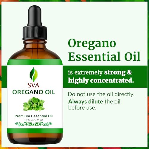 SVA Oregano Öl – 118 ml – 100% natürliches Oregano-Öl für Diffuser, Haarpflege, Gesicht, Hautpflege, Aromatherapie, Kopfhaut- und Körpermassage, Seifen- und Kerzenherstellung – mit Pipette