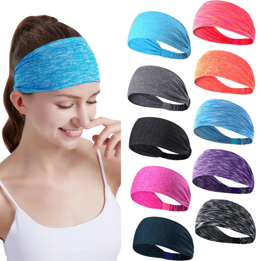 DASUTA Sport-Stirnbänder für Damen, Schweißbänder, Yoga-Haarbänder, Fitness-Stirnbänder, elastisch, rutschfest, saugfähig, für Männer, Frauen und Mädchen, 10 Stück (Style 3, 10 Farben)
