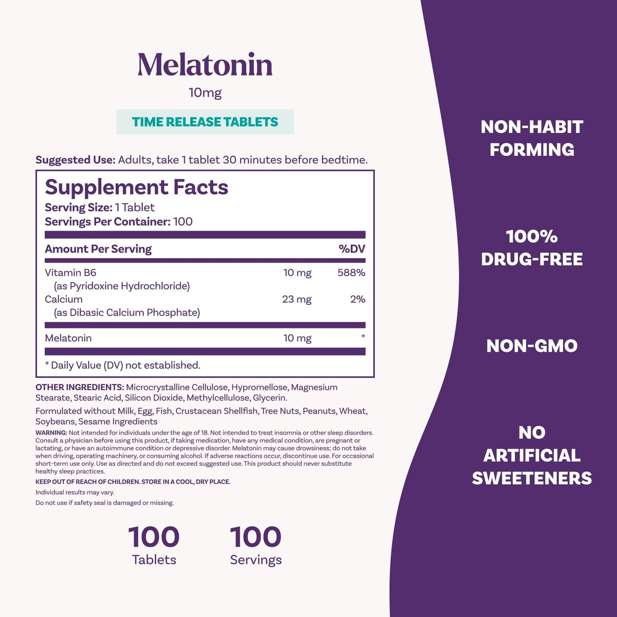 Natrol Melatonin 10 mg Zeitfreisetzungstabletten - Schlafergänzungsmittel für erholsamen Schlaf, 100 Tabletten, 100 Portionen