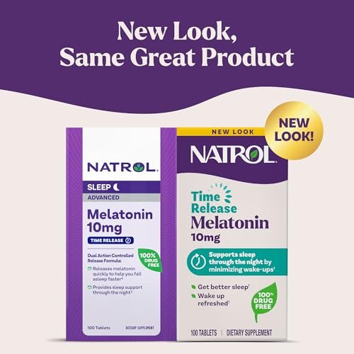 Natrol Melatonin 10 mg Zeitfreisetzungstabletten - Schlafergänzungsmittel für erholsamen Schlaf, 100 Tabletten, 100 Portionen