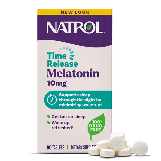 Natrol Melatonin 10 mg Zeitfreisetzungstabletten - Schlafergänzungsmittel für erholsamen Schlaf, 100 Tabletten, 100 Portionen
