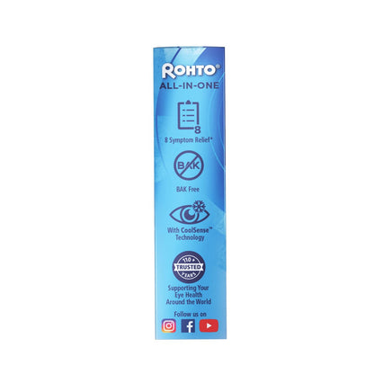 Rohto All-in-One Augentropfen mit CoolSense™ Technologie – Lindert Rötungen, Trockenheit, Juckreiz, Brennen, Sandkorngefühl und Tränen – 0,4 fl oz, 3er-Pack