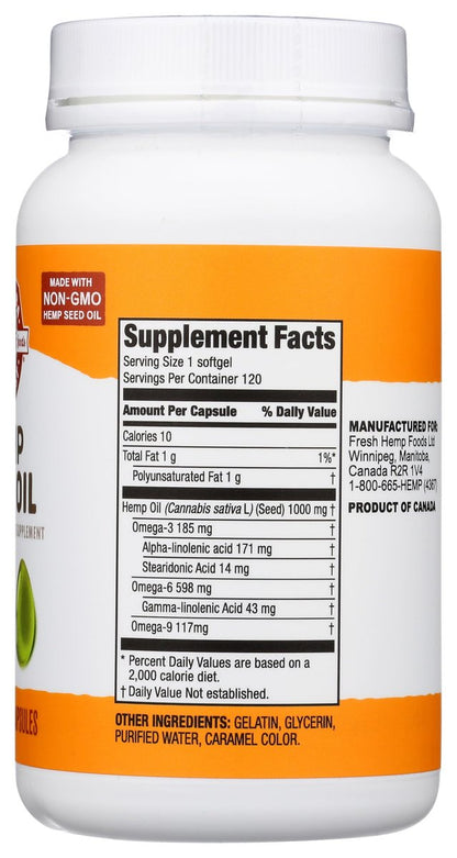 Manitoba Harvest Hanföl Softgels – 780 mg pflanzliche Omega 3 & 6 pro Portion, 120 Kapseln