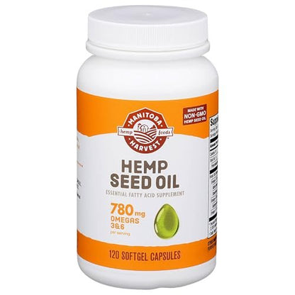 Manitoba Harvest Hanföl Softgels – 780 mg pflanzliche Omega 3 & 6 pro Portion, 120 Kapseln