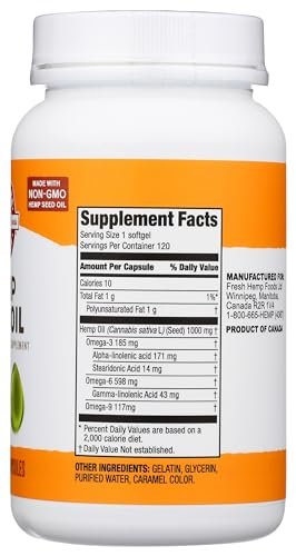 Manitoba Harvest Hanföl Softgels – 780 mg pflanzliche Omega 3 & 6 pro Portion, 120 Kapseln