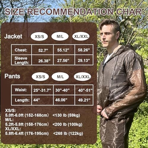Aventik Mückenjacke Mückenhose Mückenanzug No-See-Ums Mesh, Super Leicht, Hält Sie Kühl, UV-Schutz