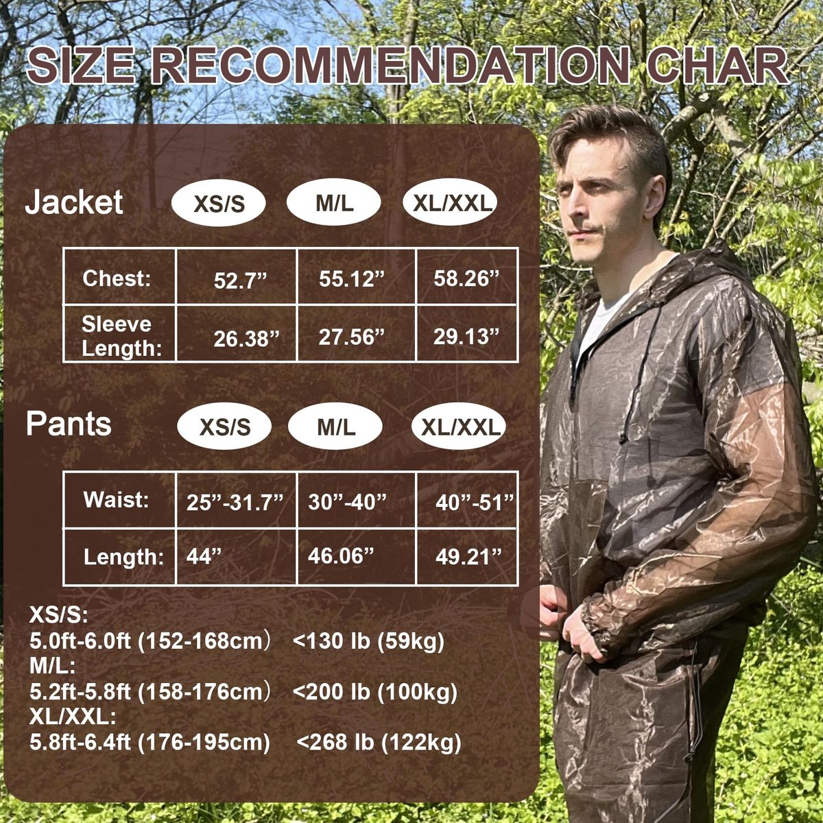 Aventik Mückenjacke Mückenhose Mückenanzug No-See-Ums Mesh, Super Leicht, Hält Sie Kühl, UV-Schutz