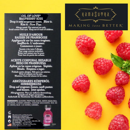 KAMA SUTRA Oil of Love Raspberry Kiss – 0,75 fl oz – Küssbares, wärmendes Körperöl für orale Vorspiele – leckerer Geschmack – wasserbasiert