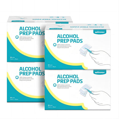 Winner Alkoholtücher einzeln verpackt, 6" x 4" große Prep-Pads mit 70% Isopropylalkohol, unverzichtbar für Erste Hilfe, Haushalt und Labor, 4-lagig, 200 Stück