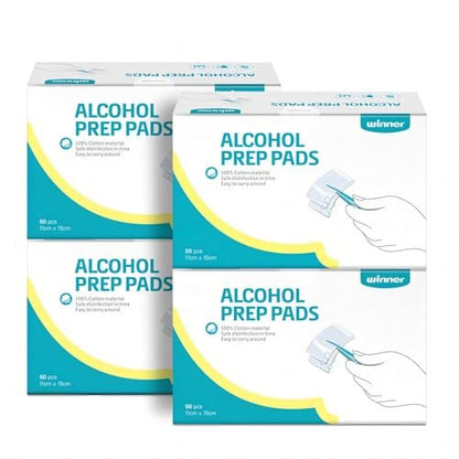 Winner Alkoholtücher einzeln verpackt, 6" x 4" große Prep-Pads mit 70% Isopropylalkohol, unverzichtbar für Erste Hilfe, Haushalt und Labor, 4-lagig, 200 Stück